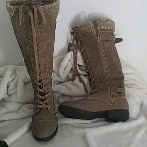 Lace knee high boots